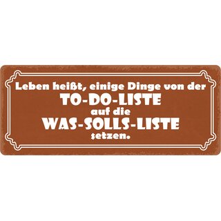 Schild Spruch "Dinge aus To-Do-Liste" 27 x 10 cm Blechschild