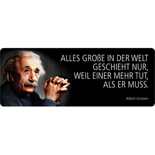 Schild Spruch "Alles Große in der Welt geschieht nur, Einstein" 27 x 10 cm Blechschild