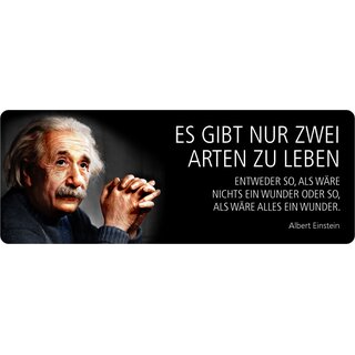 Schild Spruch "Zwei Arten zu Leben, Einstein" 27 x 10 cm Blechschild