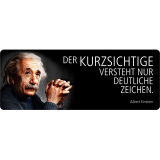 Schild Spruch "Der Kurzsichtige versteht deutliche Zeichen, Einstein" 27 x 10 cm Blechschild