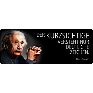 Schild Spruch "Der Kurzsichtige versteht deutliche Zeichen, Einstein" 27 x 10 cm Blechschild