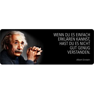 Schild Spruch "Einfach erklären nicht gut verstanden, Einstein" 27 x 10 cm Blechschild