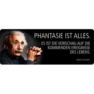 Schild Spruch "Phantasie Vorschau auf kommende Ereignisse, Einstein" 27 x 10 cm Blechschild