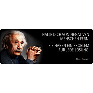 Schild Spruch "Negative Menschen, Problem für Lösung, Einstein" 27 x 10 cm Blechschild