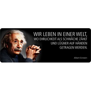 Schild Spruch "Leben in Welt Ehrlichkeit Schwäche, Einstein" 27 x 10 cm Blechschild