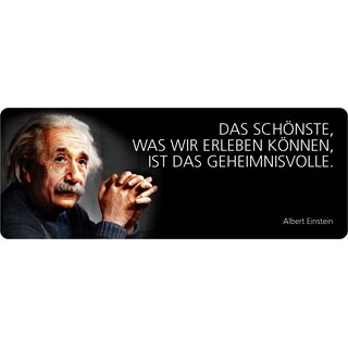 Schild Spruch "Schönste Erleben Geheimnisvolle, Einstein" 27 x 10 cm Blechschild