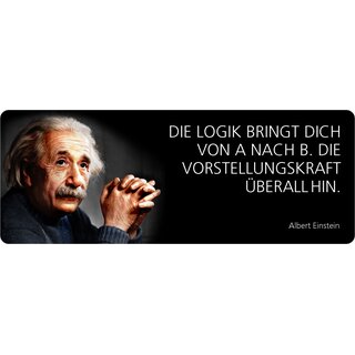 Schild Spruch "Logik von A nach B, Einstein" 27 x 10 cm Blechschild