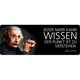 Schild Spruch "Wissen Punkt ist zu verstehen, Einstein" 27 x 10 cm Blechschild