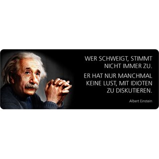 Schild Spruch "Keine Lust mit Idioten zu diskutieren, Einstein" 27 x 10 cm Blechschild