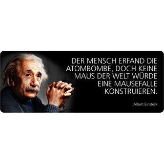 Schild Spruch "Maus würde keine Mausefalle konstruieren, Einstein" 27 x 10 cm Blechschild