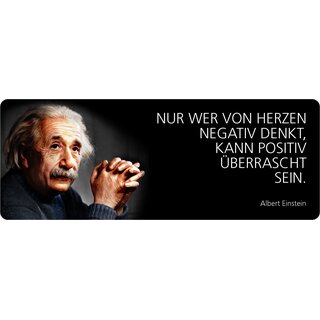 Schild Spruch "Wer von Herzen negativ denkt, Einstein" 27 x 10 cm Blechschild