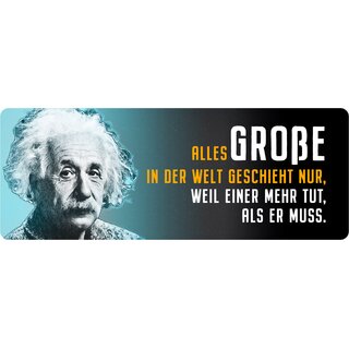 Schild Spruch "Alles Große in der Welt, Einstein" 27 x 10 cm Blechschild