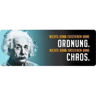 Schild Spruch "Nichts kann existieren ohne Ordnung, Einstein" 27 x 10 cm Blechschild