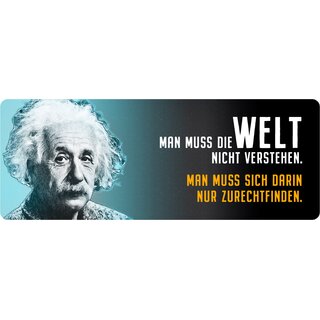 Schild Spruch "Man muss die Welt nicht verstehen, Einstein" 27 x 10 cm Blechschild