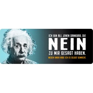 Schild Spruch "Dankbar die Nein zu mir gesagt haben, Einstein" 27 x 10 cm Blechschild