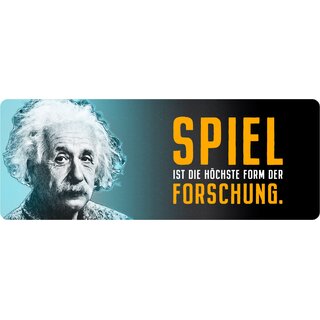 Schild Spruch "Spiel ist die höchste Form der Forschung, Einstein" 27 x 10 cm Blechschild