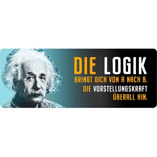 Schild Spruch "Die Logik bringt dich von A nach B, Einstein" 27 x 10 cm Blechschild