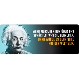 Schild Spruch "Menchen über das sprächen, was sie begreifen, Einstein" 27 x 10 cm Blechschild