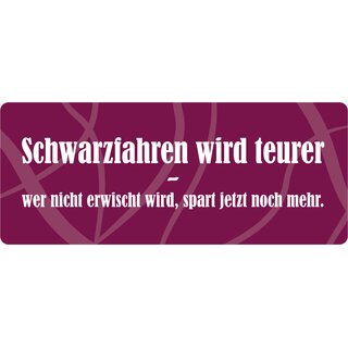 Schild Spruch "Schwarzfahren wird teuer" 27 x 10 cm Blechschild