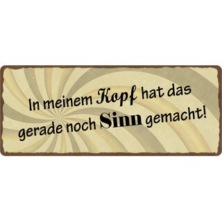 Schild Spruch "Im Kopf gerade noch Sinn gemacht" 27 x 10 cm Blechschild