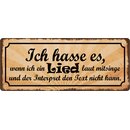 Schild Spruch "Ich hasse es wenn ich ein Lied laut...