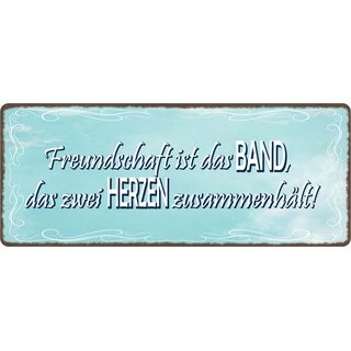 Schild Spruch "Freundschaft ist das Band, das zwei Herzen zusammenhält" 27 x 10 cm Blechschild