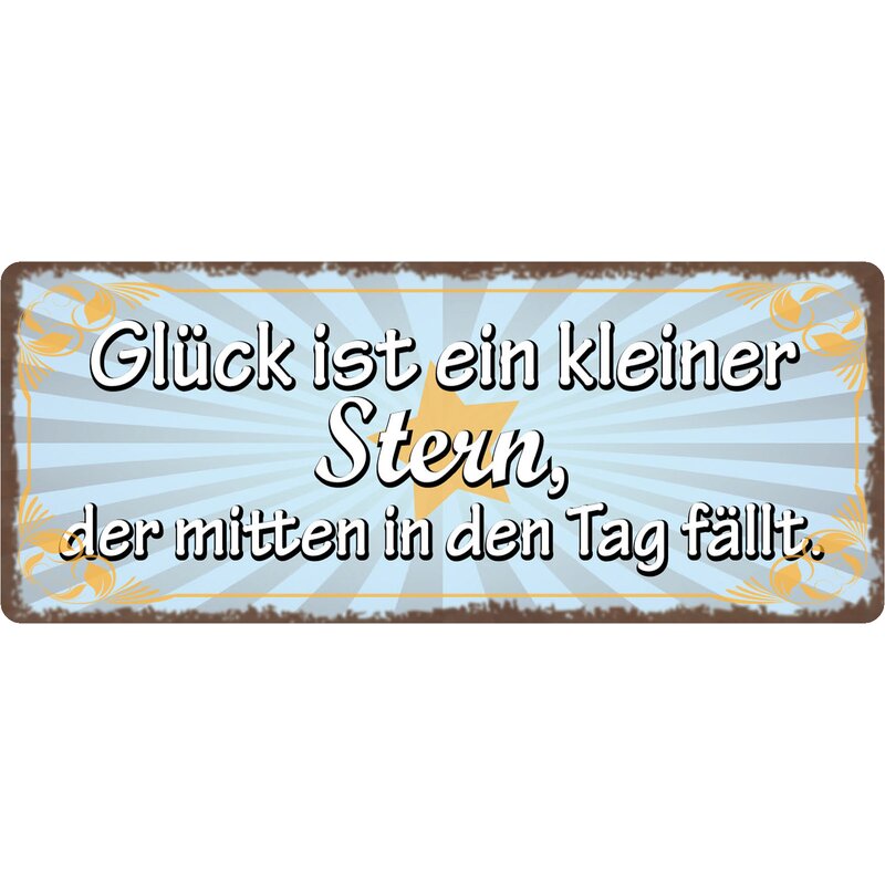 Schild Spruch "Glück ist ein kleiner Stern" 27 x 10 cm Blechschild, 9