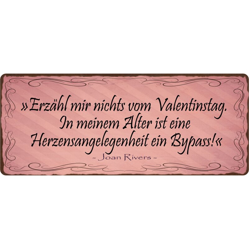 Schild Spruch "Erzähl mir nichts vom Valentinstag" 27 x 10 cm Blechsc