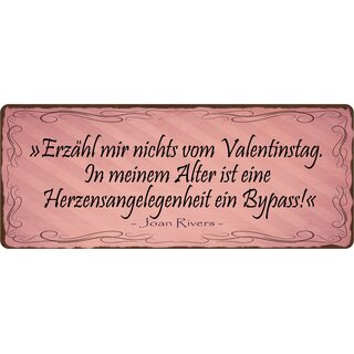 Schild Spruch "Erzähl mir nichts vom Valentinstag" 27 x 10 cm Blechschild