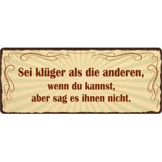 Schild Spruch "Sei klüger als die anderen" 27 x 10 cm Blechschild