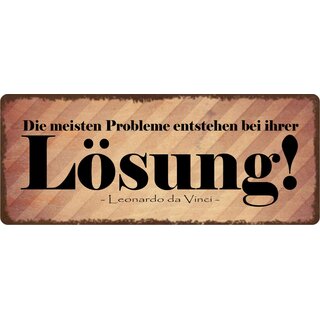 Schild Spruch "Die meisten Probleme entstehen bei Lösung" 27 x 10 cm Blechschild