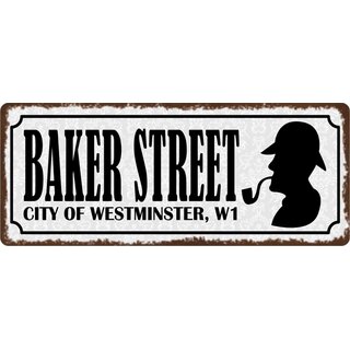 Schild Spruch "Baker Street City of Westminster, W1" 27 x 10 cm Blechschild