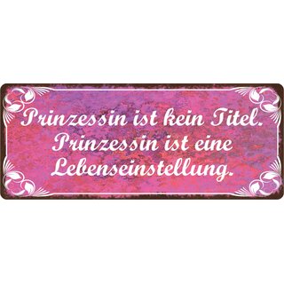 Schild Spruch "Prinzessin ist kein Titel" 27 x 10 cm Blechschild