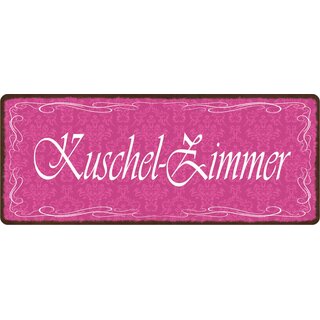 Schild Spruch "Kuschel-Zimmer" 27 x 10 cm Blechschild