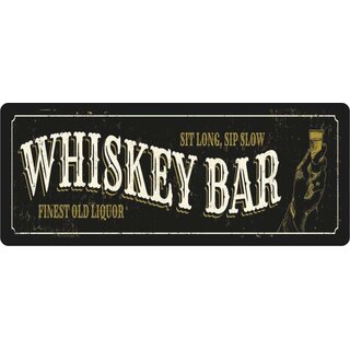 Schild Spruch "Whiskey Bar finest old Liquor" 27 x 10 cm Blechschild