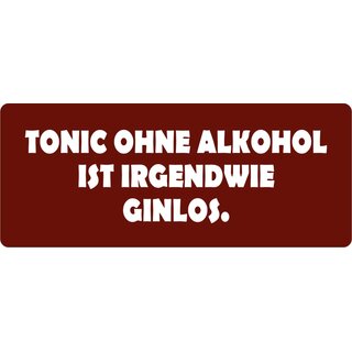Schild Spruch "Tonic ohne Alkohol, Ginlos" 27 x 10 cm Blechschild