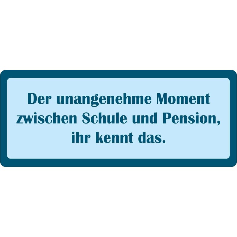 Schild Spruch "Moment zwischen Schule und Pension" 27 x 10 cm Blechsc
