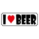 Schild Spruch "I love Beer" 27 x 10 cm Blechschild