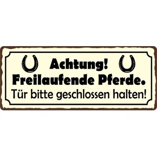 Hinweisschild "Achtung freilaufende Pferde" 27 x 10 cm Blechschild