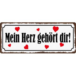 Schild Spruch "Mein Herz gehört dir!" 27 x 10 cm Blechschild