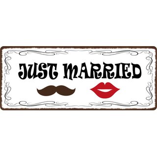 Schild Spruch "Just Married" 27 x 10 cm Blechschild