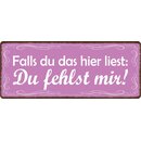 Schild Spruch "Falls du das hier liest: Du fehlts...