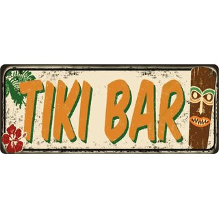 Schild Spruch "Tiki Bar" 27 x 10 cm Blechschild