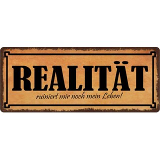 Schild Spruch "Realität ruiniert mir noch mein Leben" 27 x 10 cm Blechschild