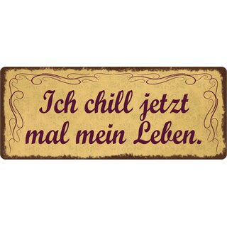 Schild Spruch "Ich chill jetzt mal mein Leben." 27 x 10 cm Blechschild