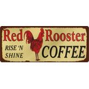 Schild Spruch Red Rooster Coffee 27 x 10 cm Blechschild