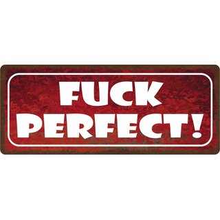 Schild Spruch "Fuck Perfect" 27 x 10 cm Blechschild