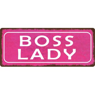 Schild Spruch "Boss Lady" 27 x 10 cm Blechschild