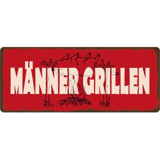 Schild Spruch "Männer Grillen" 27 x 10 cm Blechschild