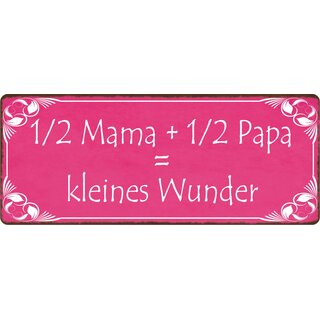 Schild Spruch "Mama, Papa, kleines Wunder" 27 x 10 cm Blechschild